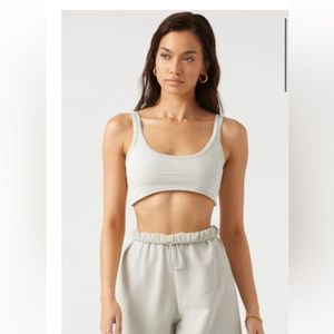 Joah brown sporty crop bra beige cotton tank